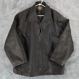 Arizona Jeans Company Motorcycle Bomber Jacket 4X Brown Faux Leather Full Zip